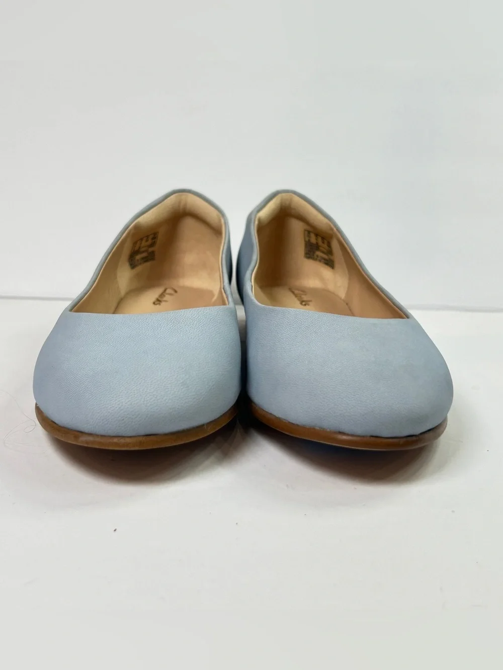 Clarks Freckle Ice Piper Pale Blue Leather Flats Women’s Size 6
